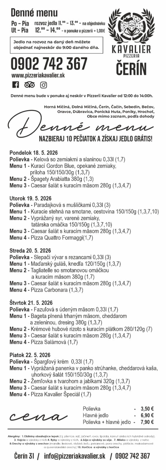Menu kavalier