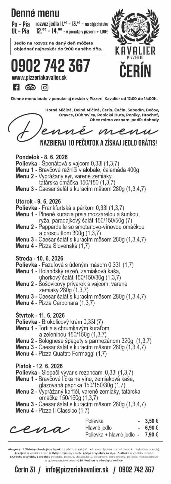 Menu kavalier